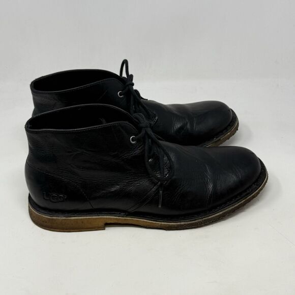 UGG Leighton Chukka Boots Mens 10.5 Black Leather Ankle Classic Crepe Soles main image 11